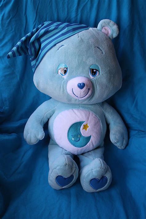 Care Bear Bedtime Bed Time Blue Chenille Plush Stuffed 24 Night Cap