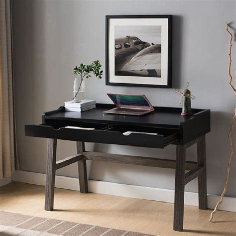 A reclaimed wood computer desk can be a beautiful conversation piece. Gracie Oaks Black/distressed Grey Wood 2-drawer Desk ...