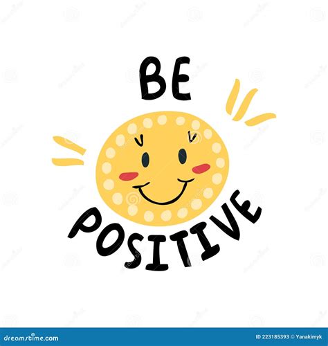 Be Positive Quote Cute Smiley Face Stock Vector Illustration Of