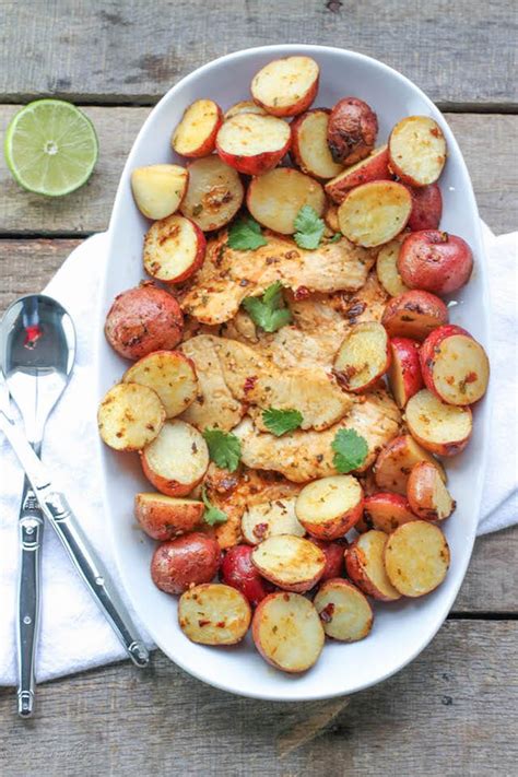 From there, you roast your spuds at 500 degrees for about 30 to 45. Chipotle Lime Potatoes and Chicken - Honest Cooking
