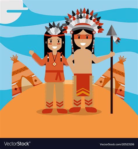 Native American People Cartoon Royalty Free Vector Image