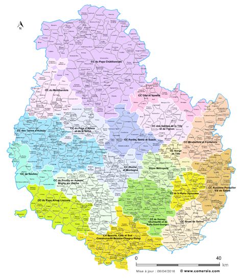 Carte Des Intercommunalités De La Côte Dor Avec Communes