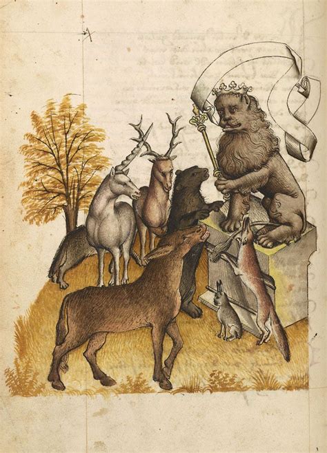 Allegorical image depicting the human heart subject to the seven deadly sins, each represented by an animal (clockwise: MS M.763 | Medieval art, Medieval artwork, Animal art