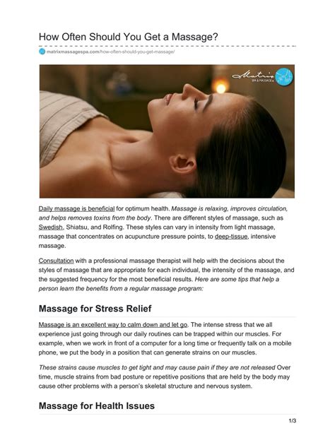 How Often Should You Get A Massage By Matrix Spa And Massage Issuu