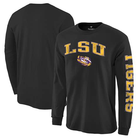 Lsu Tigers Black Distressed Arch Over Logo Long Sleeve Hit T Shirt