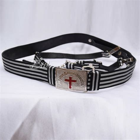 Masonic Knight Templar Sword Belt Silver Wire Braided And Chrome Plated