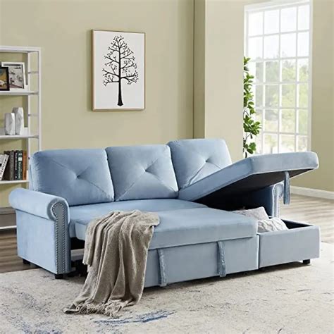 Merax 83” Velvet Sofa Bed Convertible Sectional L Shape Corner Couch
