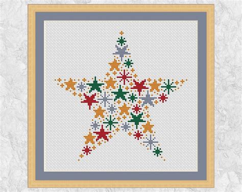 Scenic camel cross stitch chart. Christmas star cross stitch pattern, modern Christmas ...