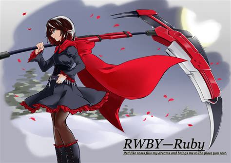 Petals Ruby Rose Rwby Scythe Weapon Anime