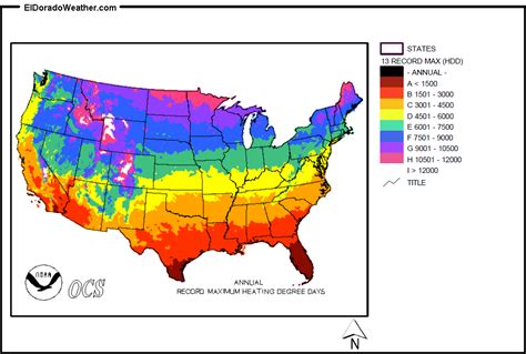 United States Yearly Annual And Monthly Record Maximum Heating Degree