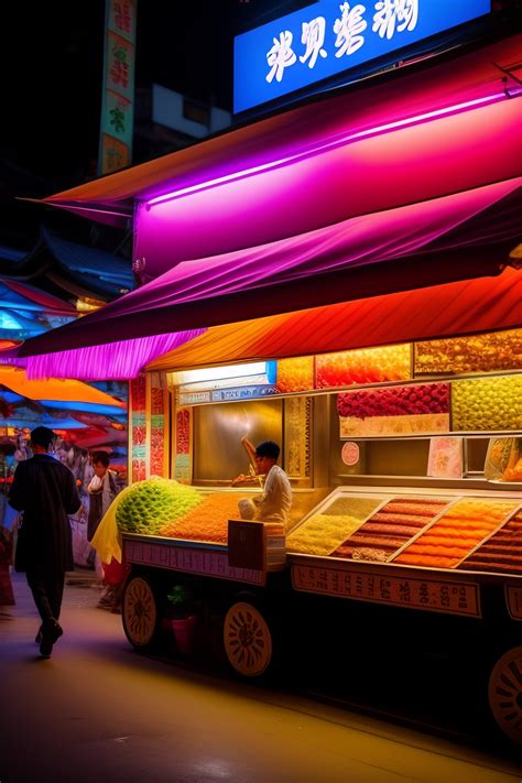 Lexica - An image of a colorful market or street food scene in an Asian