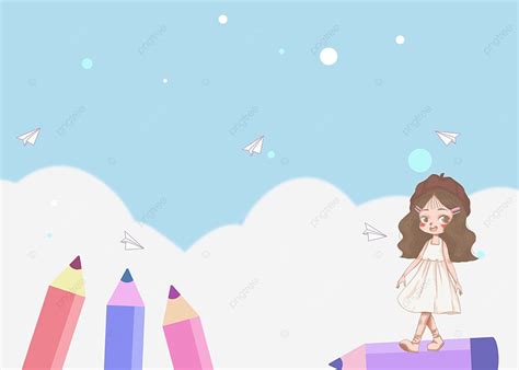 Background Pensil Warna Lucu Awan Latar Belakang Yang Sederhana Kartun