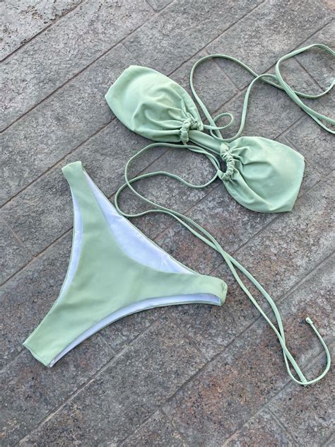 sheenswim signature sage green bikini set in 2022 green bikini bikini set bikinis