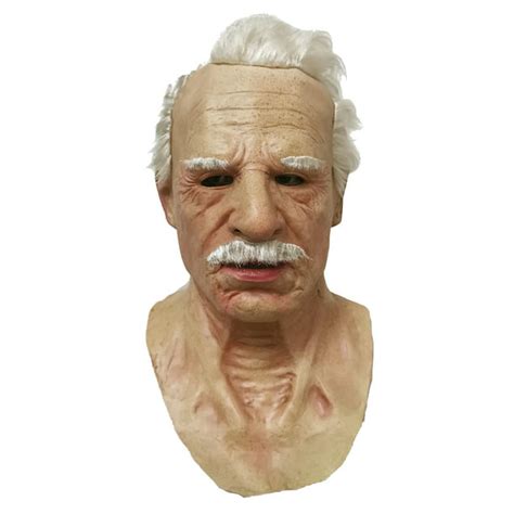 Realistic Bald Old Man Mask Latex Full Face Neck Helmet For Masquerade