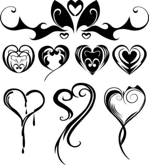 Heart Shaped Tattoos Vectors Graphic Art Designs In Editable Ai Eps