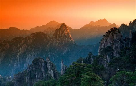 Mt Huangshan Anhui China Mountain Landscape Natural Landmarks