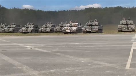 Challenger 2s Of The Royal Tank Regiment Line Up For Parade After