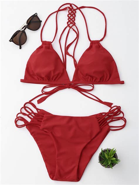 strappy padded fringe bikini set bright red s hot micro bikini bikini sexy hot bikini set