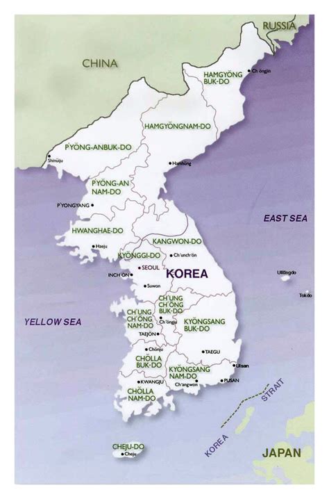 Political And Administrative Map Of Korean Peninsula 2001 Vidiani