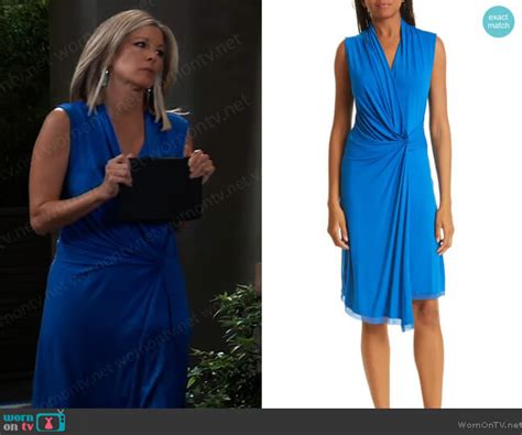 wornontv carly s blue twist front dress on general hospital laura wright clothes and
