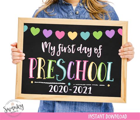 First Day Of Preschool Sign Printable First Day School Sign Etsy In