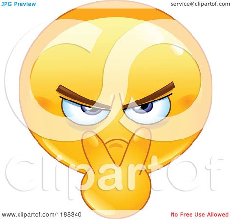 Cartoon Of A Mad Smiley Emoticon Pointing To His Eyes Royalty Free