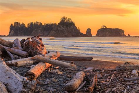 Rialto Beach In Olympic National Park At Sunset Washington State