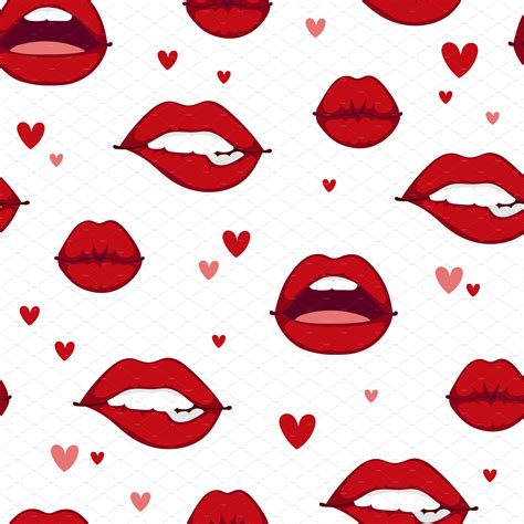 Female Lips Seamless Pattern By Vectorstockersland On Creativemarket