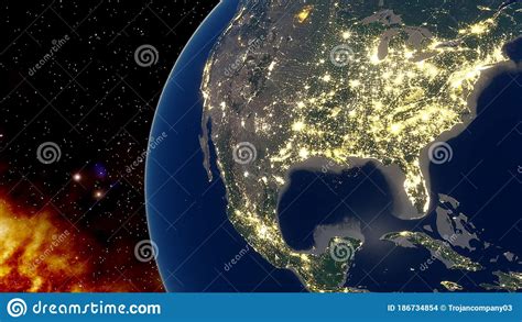 Realistic United States Of America From Space Night Usa From Space