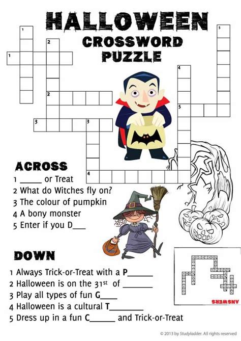 Crossword Puzzles For Halloween Printable
