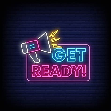 Get Ready Neon Signs Style Text Vector Premium Download