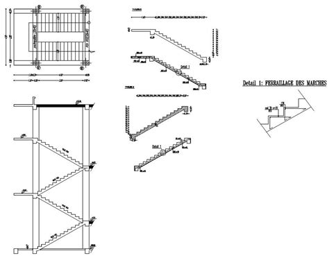Plan And Section Design Of The Staircase With Formwork And