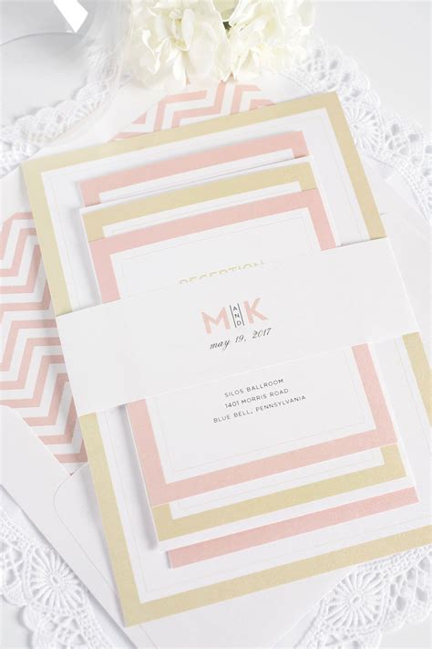 Modern Wedding Invitations In Blush And Gold Staples Wedding