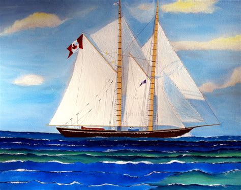 This Is An Original Canvas Of The Canadian Nova Scotia Schooner