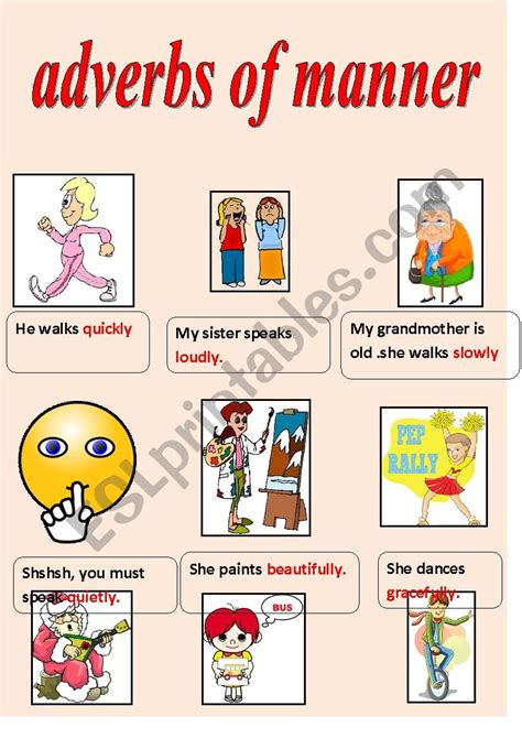 Adverbs of manner are used to describe how things happen. adverbs of manner - ESL worksheet by farhoud