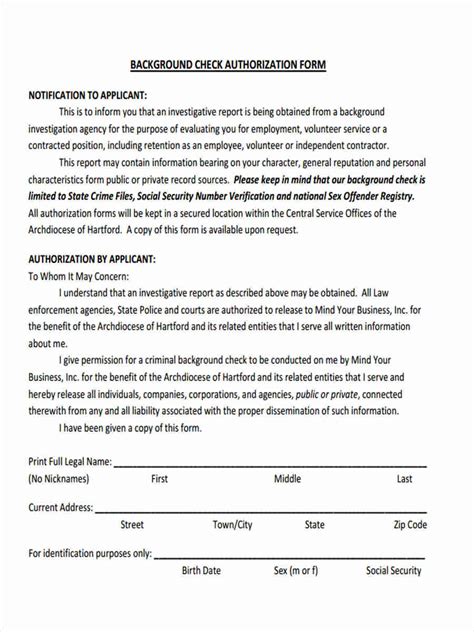 Background Check Consent Form Sample Hq Printable Documents