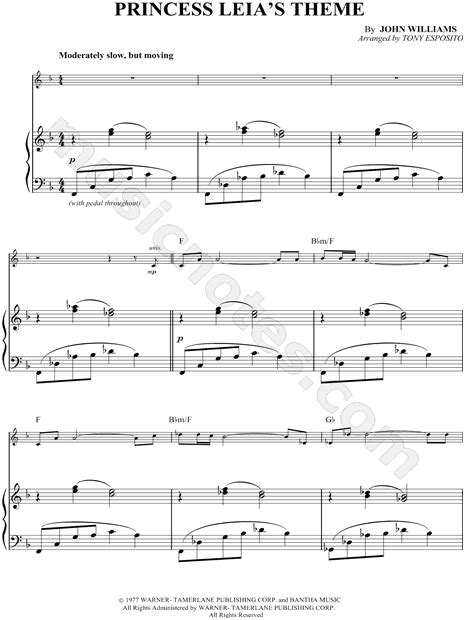 Princess Leias Theme Piano Accompaniment Instrumental Trio From