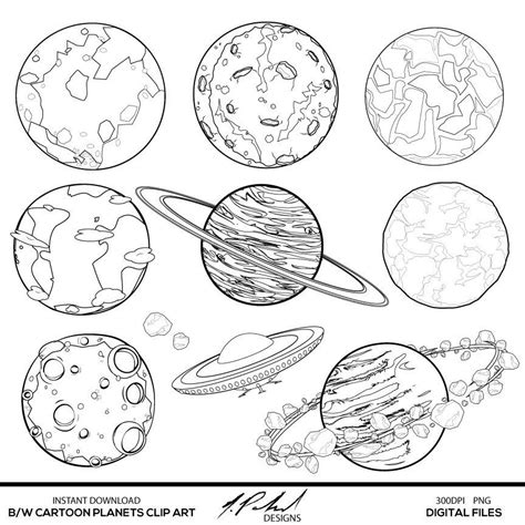 Black And White Cartoon Planets Clip Art Planets Clip Art Space
