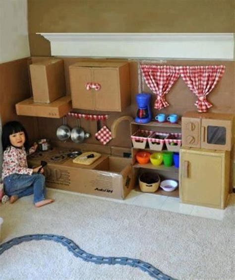 A wide variety of cheap play kitchens options are available to you, such as material, plastic type, and type. Playing kitchen | Diy play kitchen, Cardboard kitchen ...