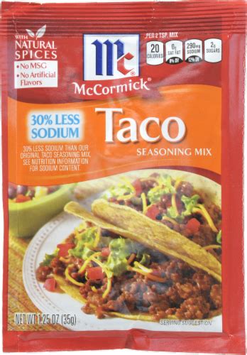 Mccormick Taco Seasoning Mix With Reduced Sodium 125 Oz Kroger