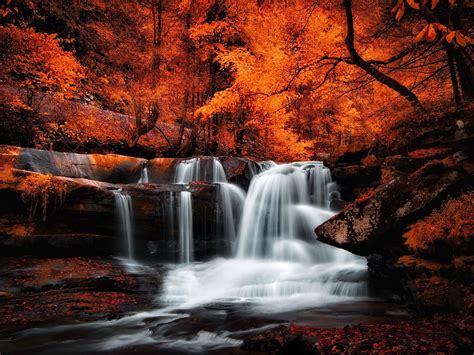 Waterfall River Landscape Nature Waterfalls Autumn Wallpaper