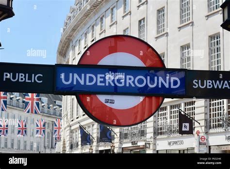 The Iconic Transport For London Underground Tube Roundel At Piccadilly