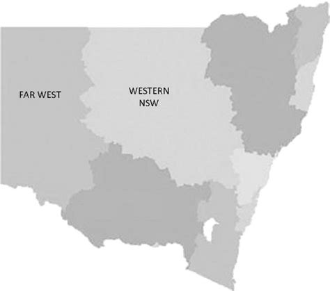 Map Of Nsw Divided By Local Health District Farwest Lhd And Western