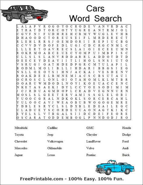 4 Best Images Of Free Printable Word Searches Cars Car Word Searches