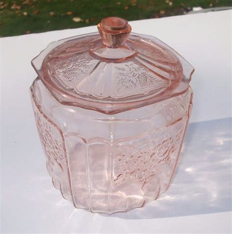Vintage 1930s Mayfair Open Rose Biscuit Cookie Jar Pink Depression