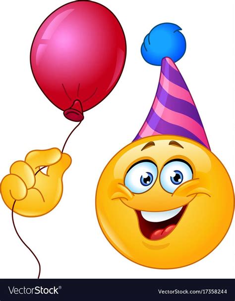 Birthday Emoticon With Balloon Vector Image On Vectorstock Birthday Emoticons Emoji Birthday