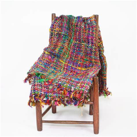 Deluxe Handwoven Sari Silk Throw Recycled Sari Silk Yarn