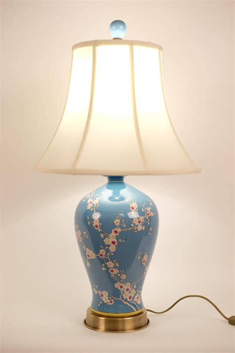 Chinese Porcelain Table Lamp Handpainted Blue Fine Asian Lamps