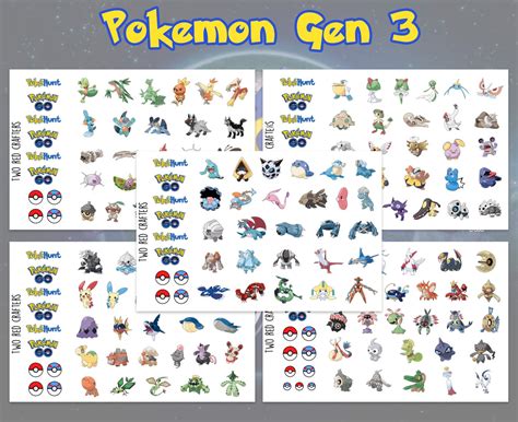 Pokemon Gen 1gen 2gen 3gen 4gen 5gen 6gen 7 Character Etsy