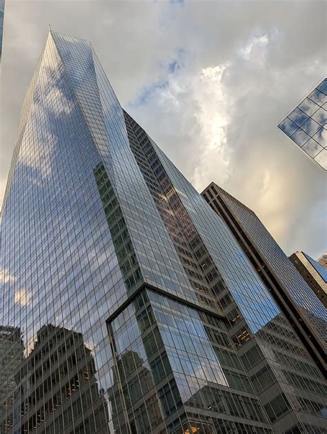 Skyscrapers Buildings Sky Clouds Glass Reflection Hd Phone